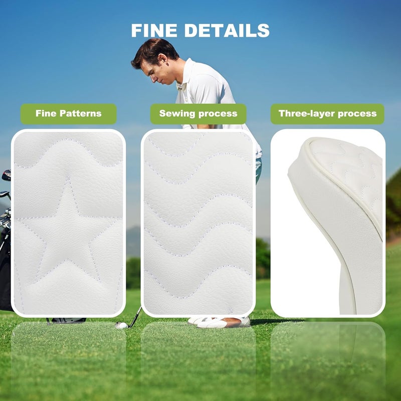 PONADA 4pcs or 1pc Golf Club Head Covers for Woods, Driver, Fairway, Hybrid – Premium PU Leather with Interchangeable Tags & Magnetic Blade and Mallet Putter Covers - Image 2